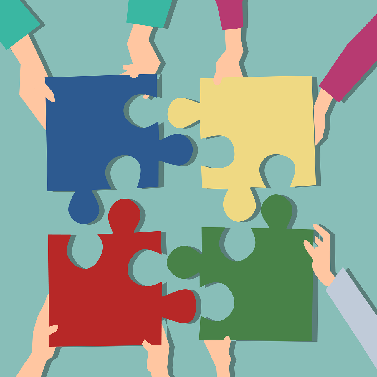  Puzzle pieces being put together